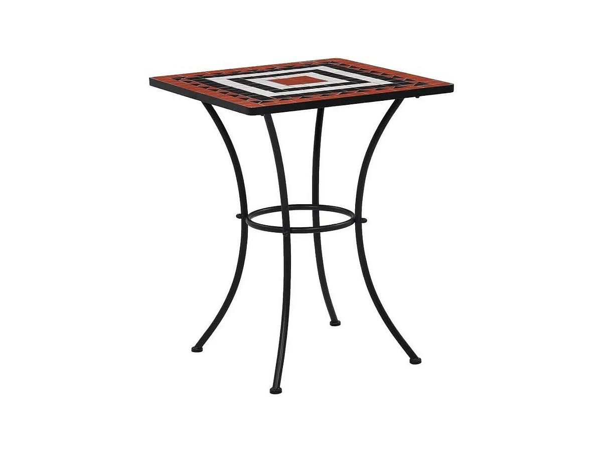 Table de jardin carrée céramique orange et métal noir Keani