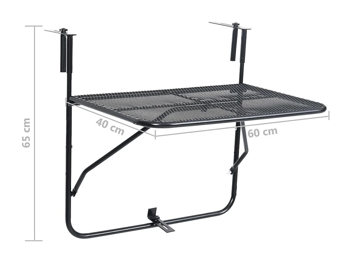 Table de balcon Noir 60x40 Acier
