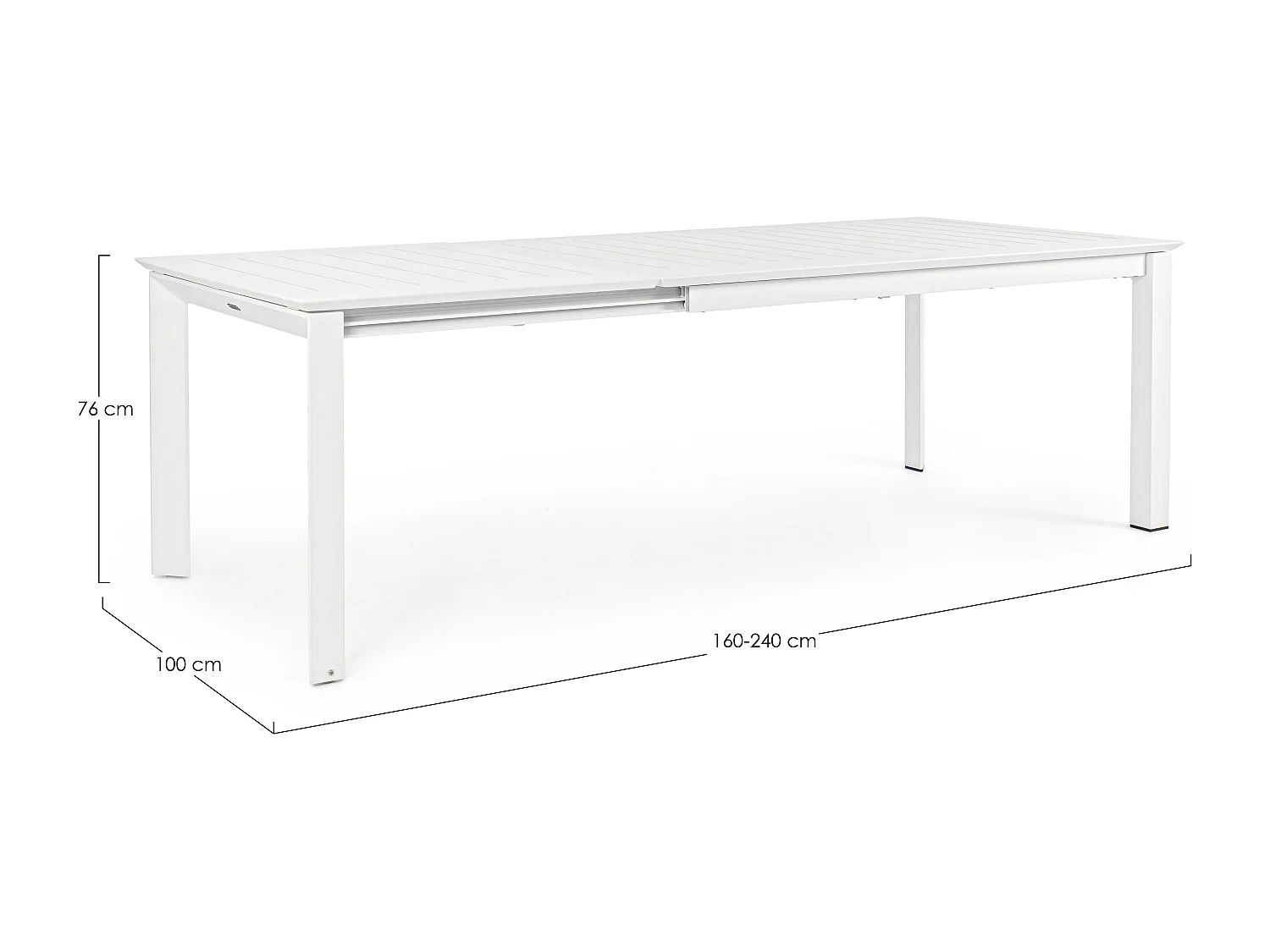 Table extensible de jardin rectangulaire aluminium blanc Koni 160-240cm