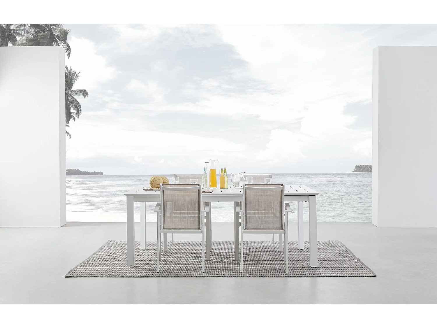 Table extensible de jardin rectangulaire aluminium blanc Koni 160-240cm