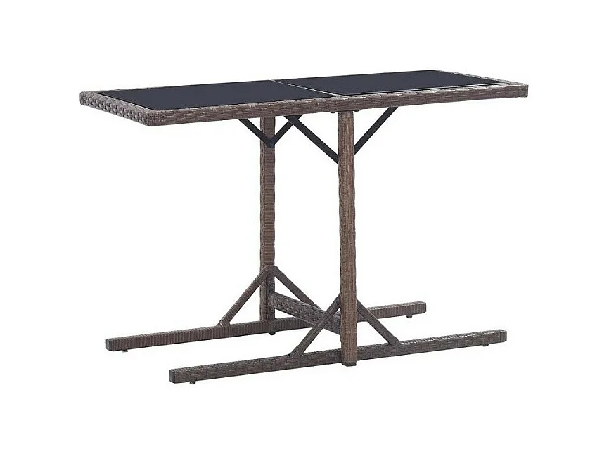 Table de jardin verre noir et résine tressée marron Vitan