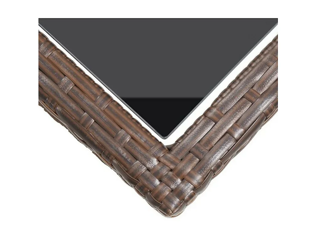Table de jardin verre noir et résine tressée marron Vitan