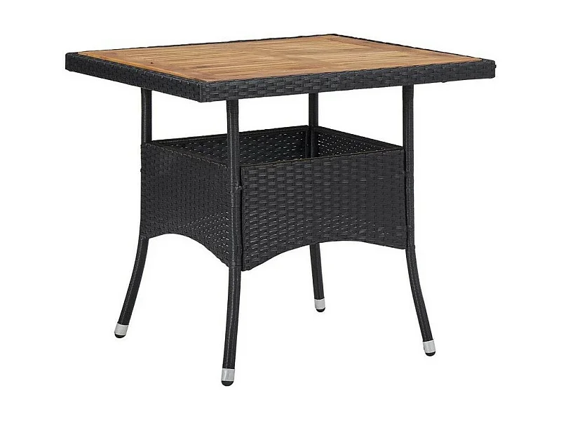 Table de jardin carrée acacia et résine tressée noire Viva