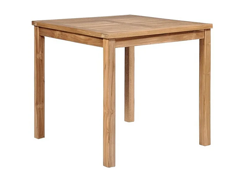 Table de jardin carrée teck massif clair Leez 80cm