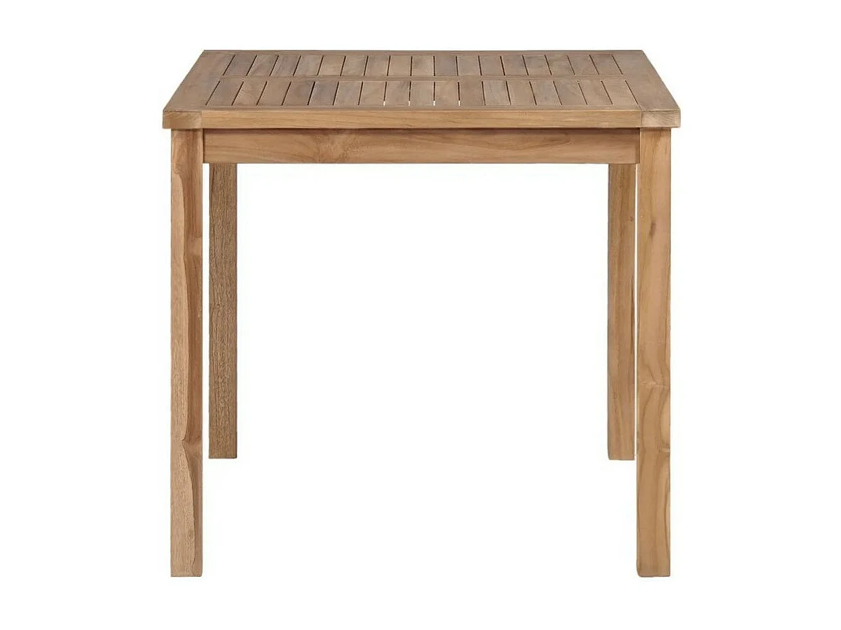 Table de jardin carrée teck massif clair Leez 80cm