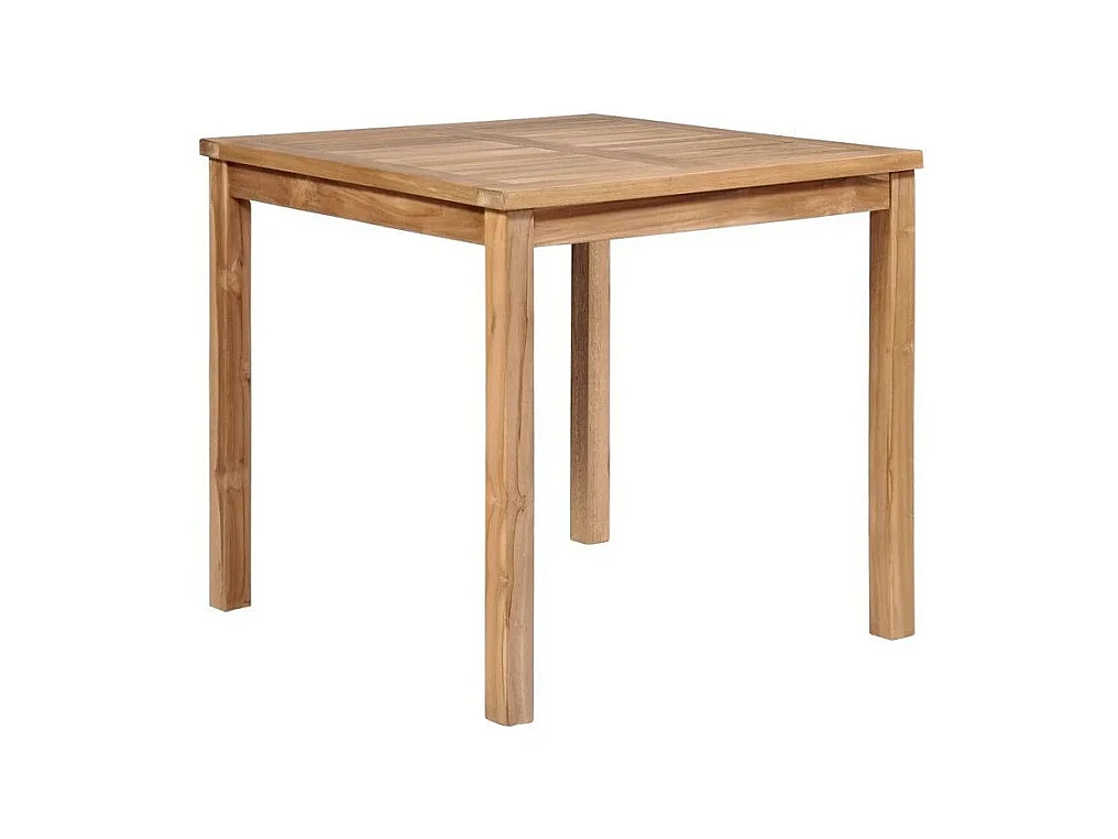 Table de jardin carrée teck massif clair Leez 80cm