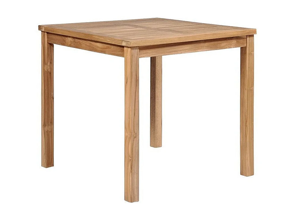 Table de jardin carrée teck massif clair Leez 80cm