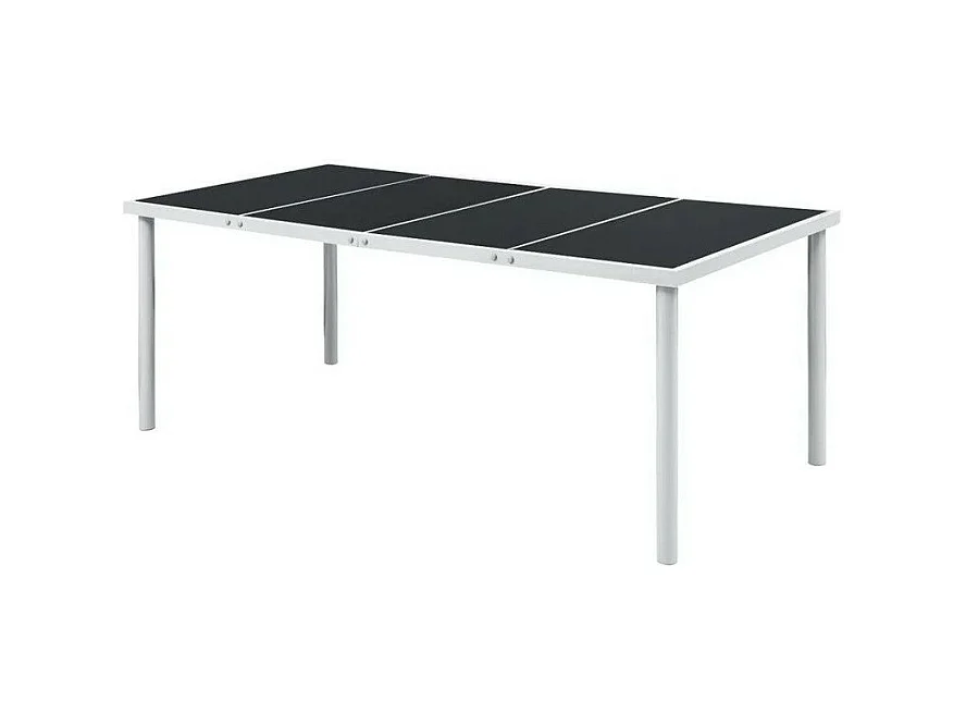 Table de jardin verre noir et pieds métal gris Keera 190cm