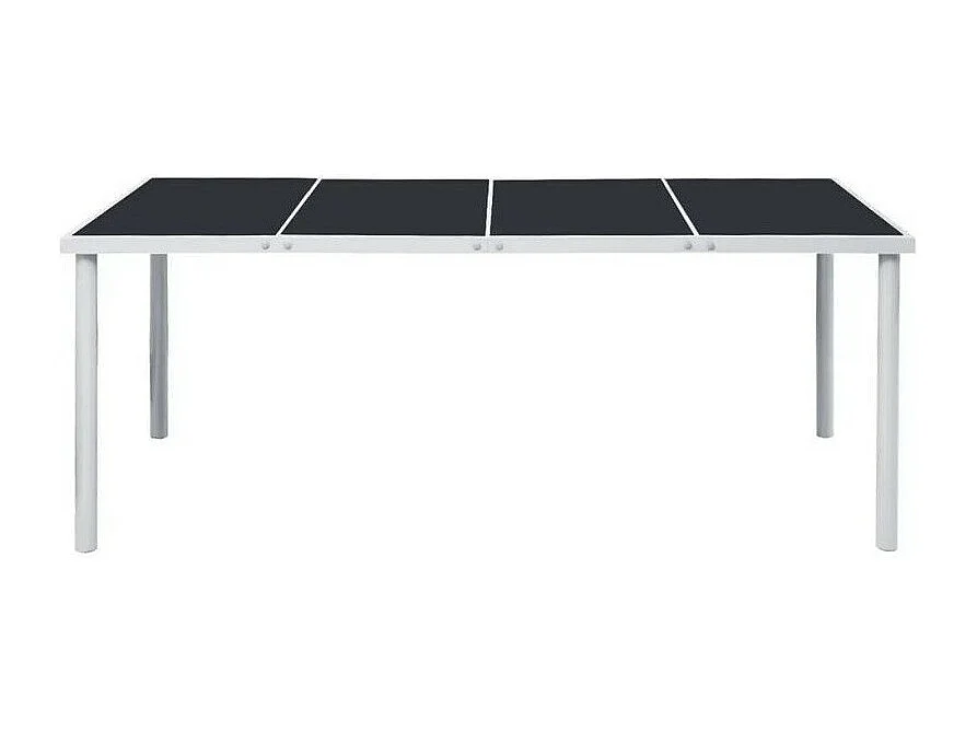 Table de jardin verre noir et pieds métal gris Keera 190cm