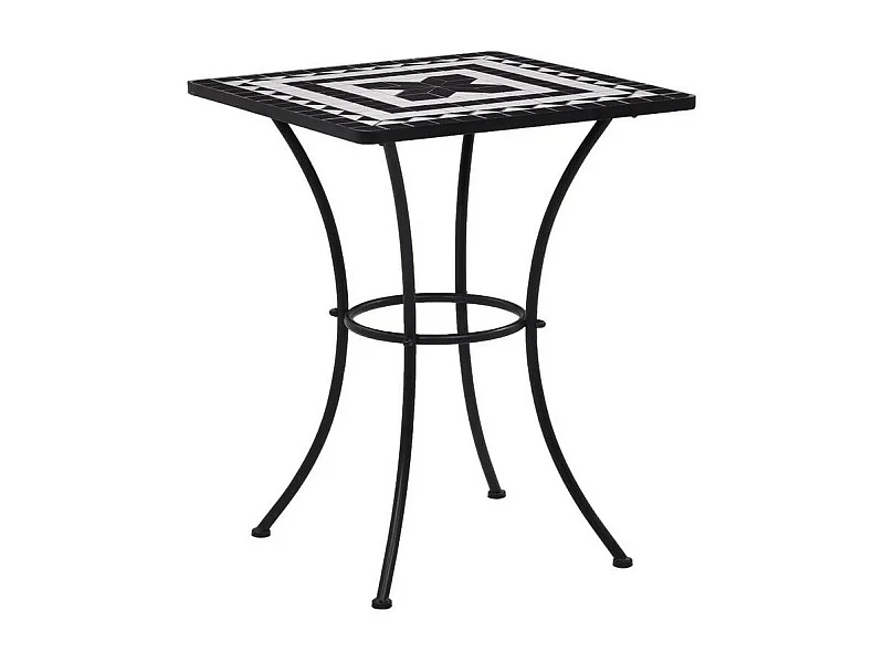 Table de jardin carrée céramique et métal noir Keani