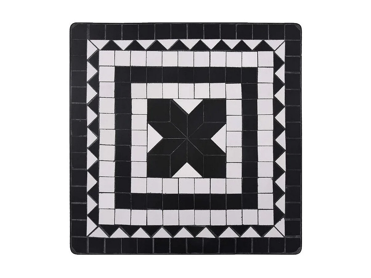 Table de jardin carrée céramique et métal noir Keani