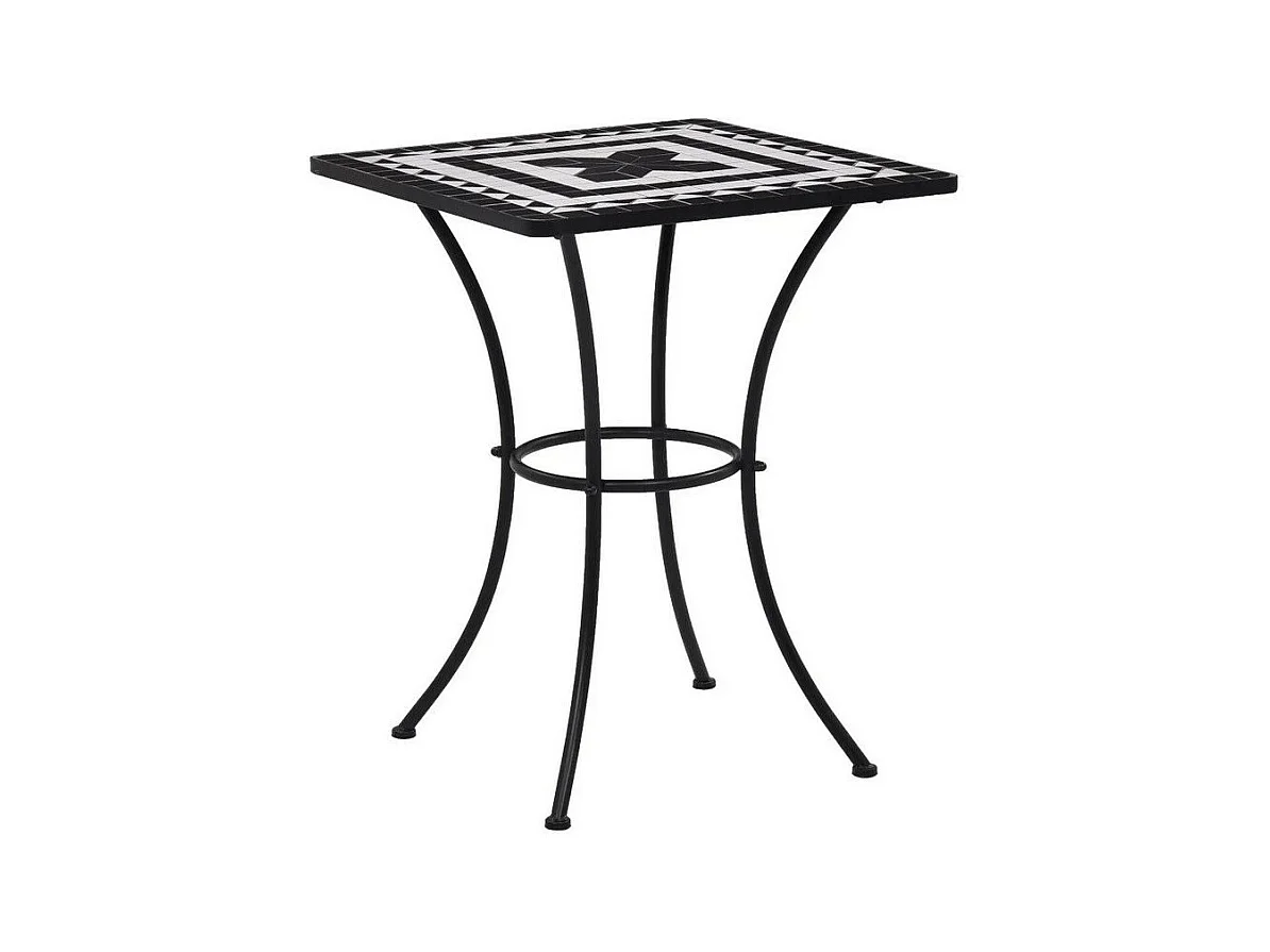 Table de jardin carrée céramique et métal noir Keani