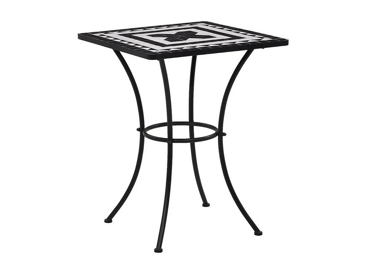 Table de jardin carrée céramique et métal noir Keani
