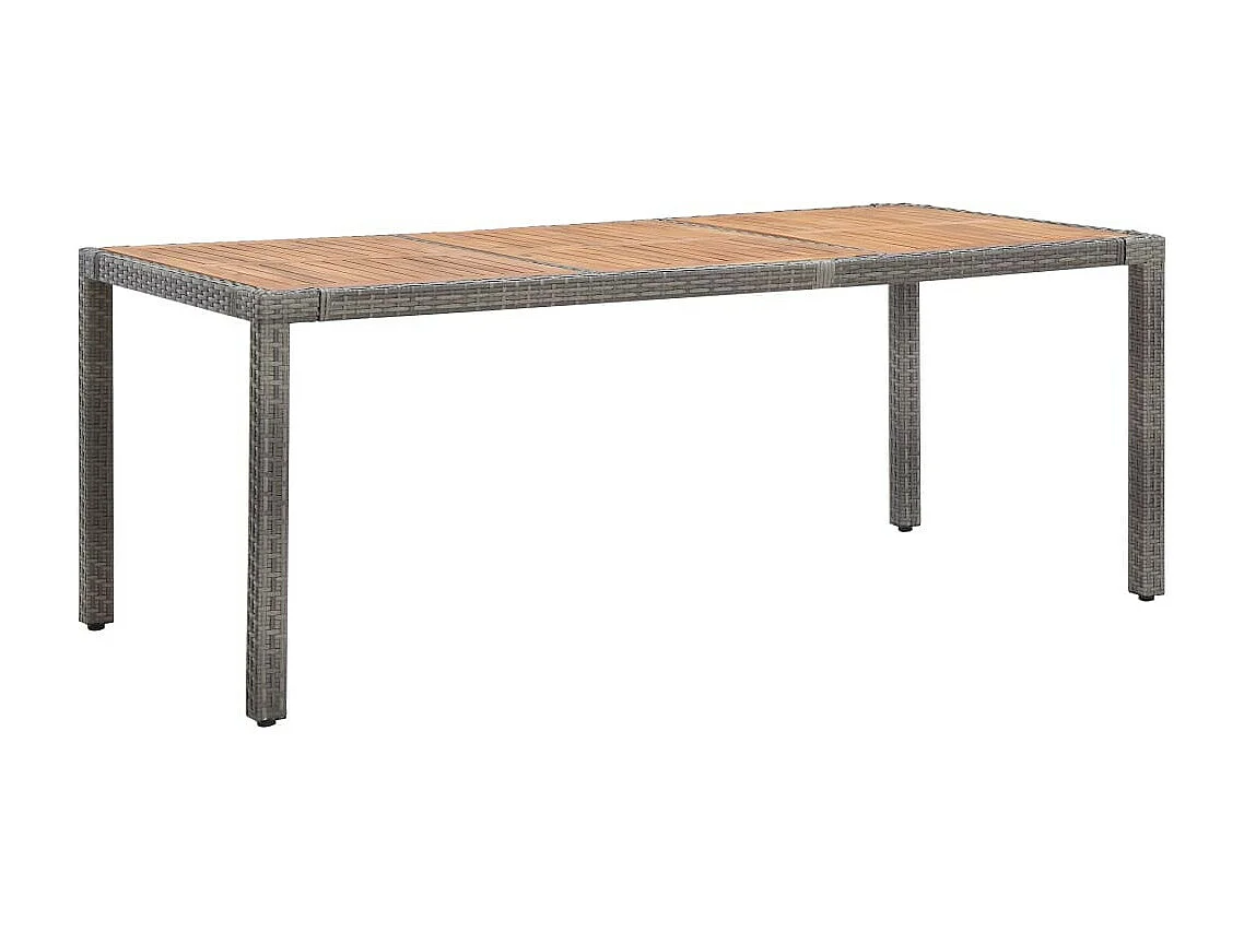 Table de jardin Gris 190x90x75 Résine tressée et acacia
