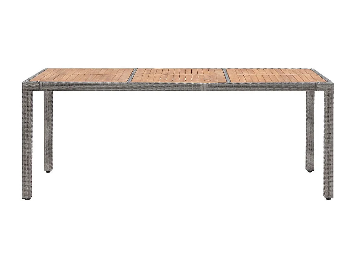 Table de jardin Gris 190x90x75 Résine tressée et acacia