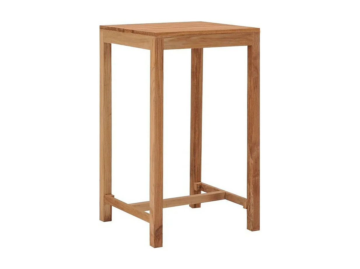 Table de bar carrée de jardin teck massif clair Kounjo 60cm
