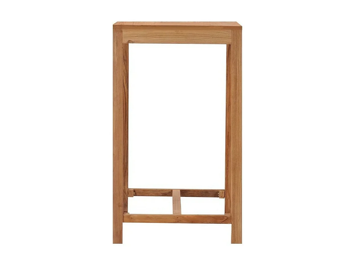 Table de bar carrée de jardin teck massif clair Kounjo 60cm