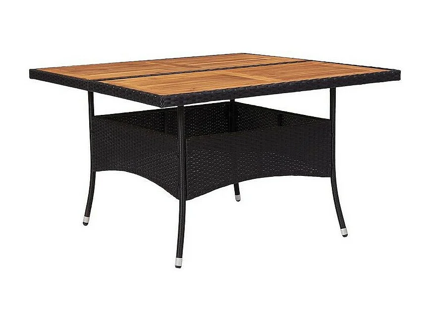 Table de jardin carrée acacia massif et résine noire Abee