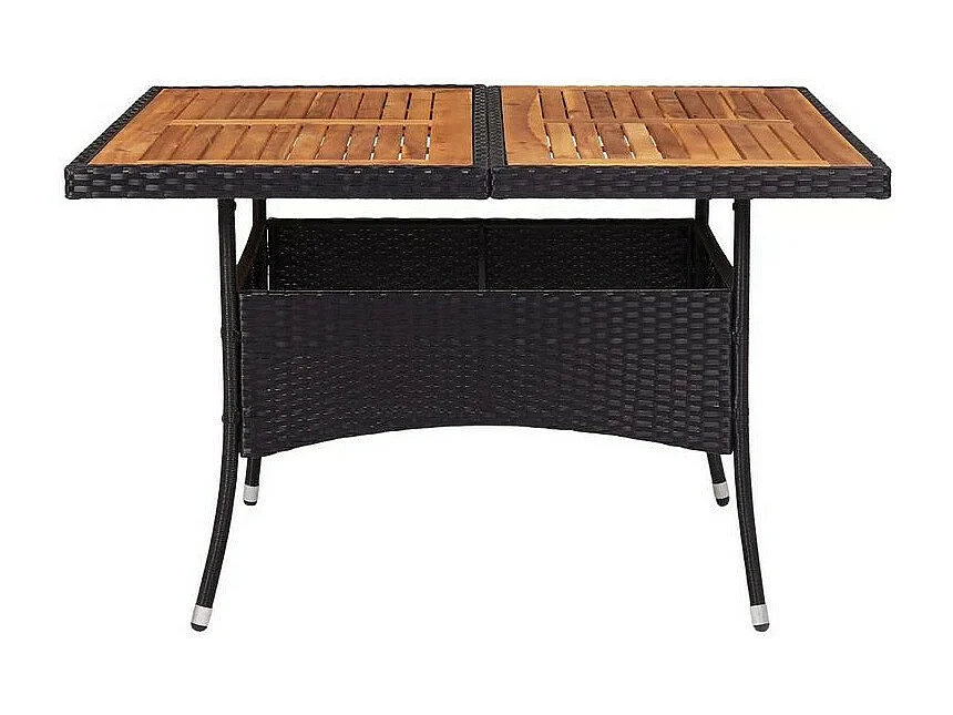 Table de jardin carrée acacia massif et résine noire Abee