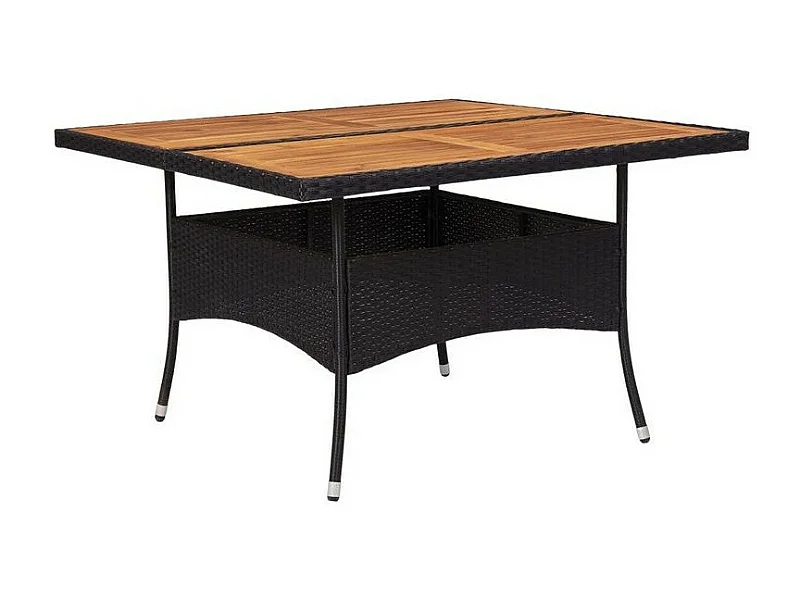 Table de jardin carrée acacia massif et résine noire Abee