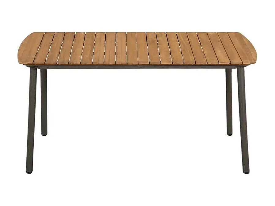 Table de jardin acacia massif clair et pieds métal Kazon