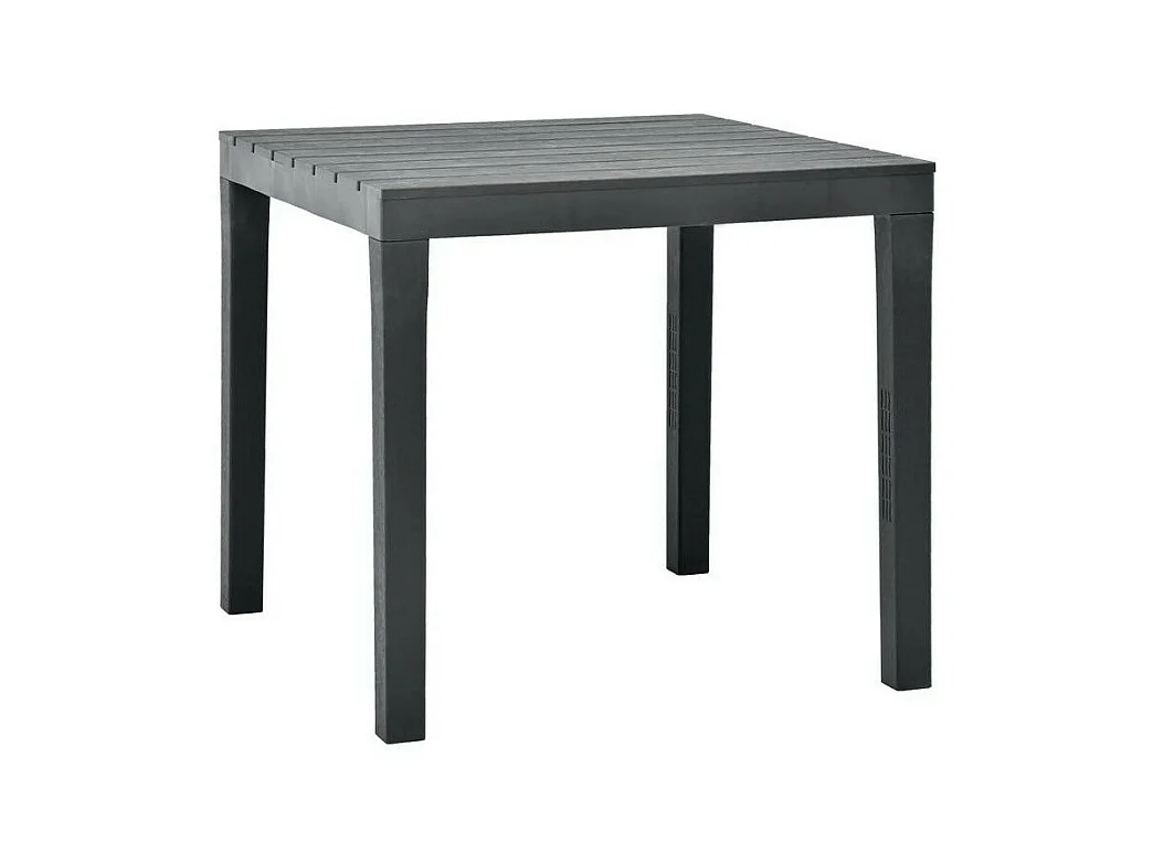 Table de jardin carrée plastique anthracite Komed
