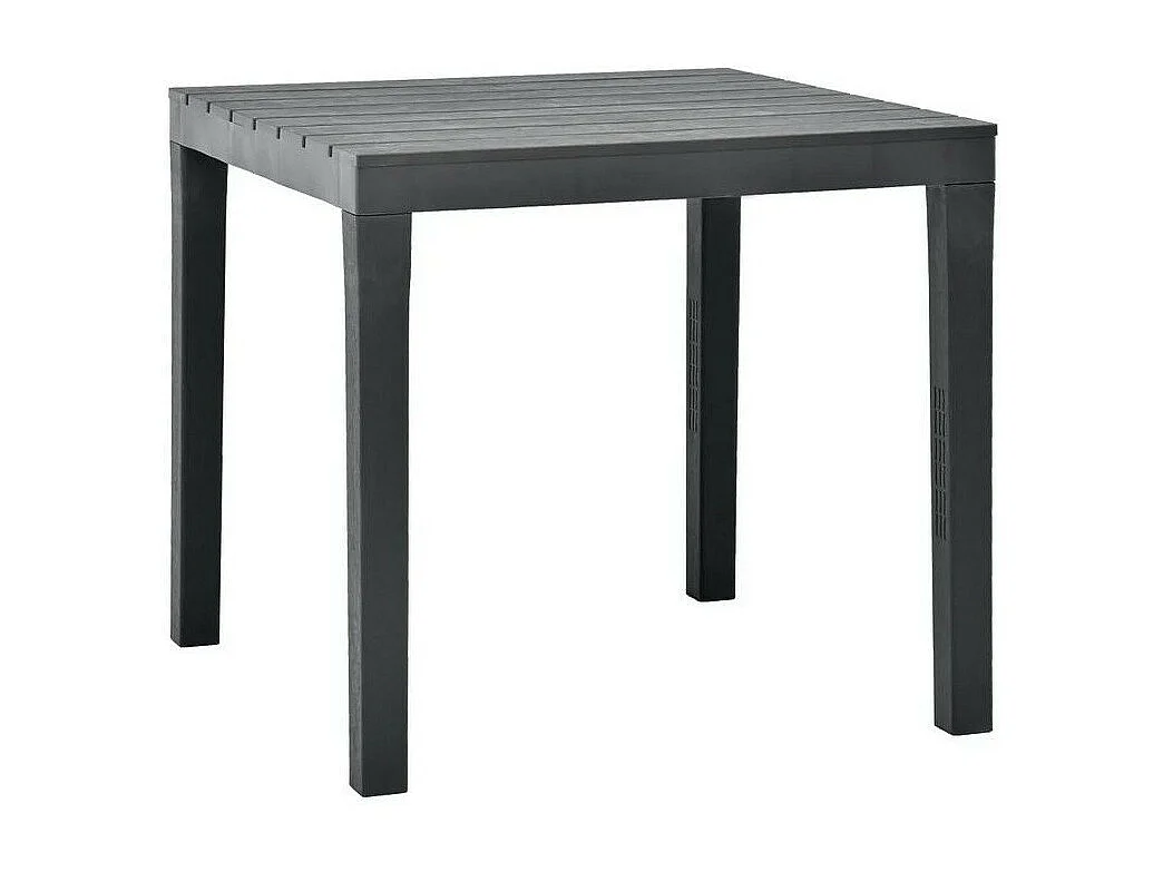 Table de jardin carrée plastique anthracite Komed