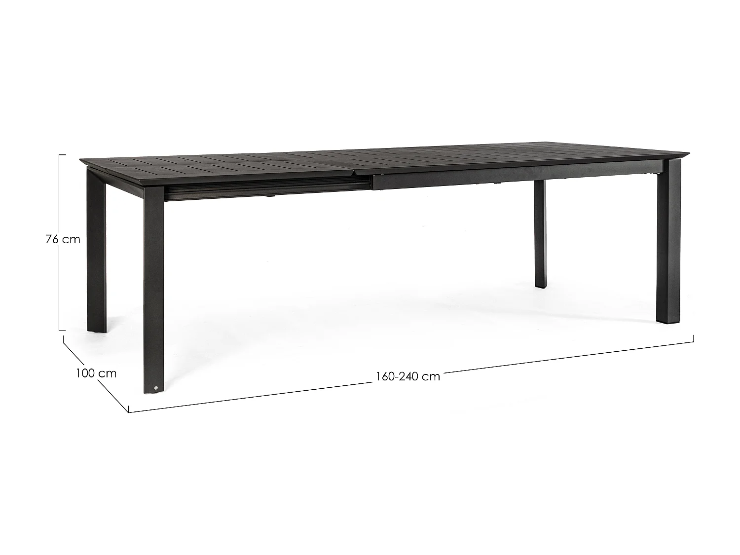 Table extensible de jardin rectangulaire en aluminium anthracite Koni 160-240cm