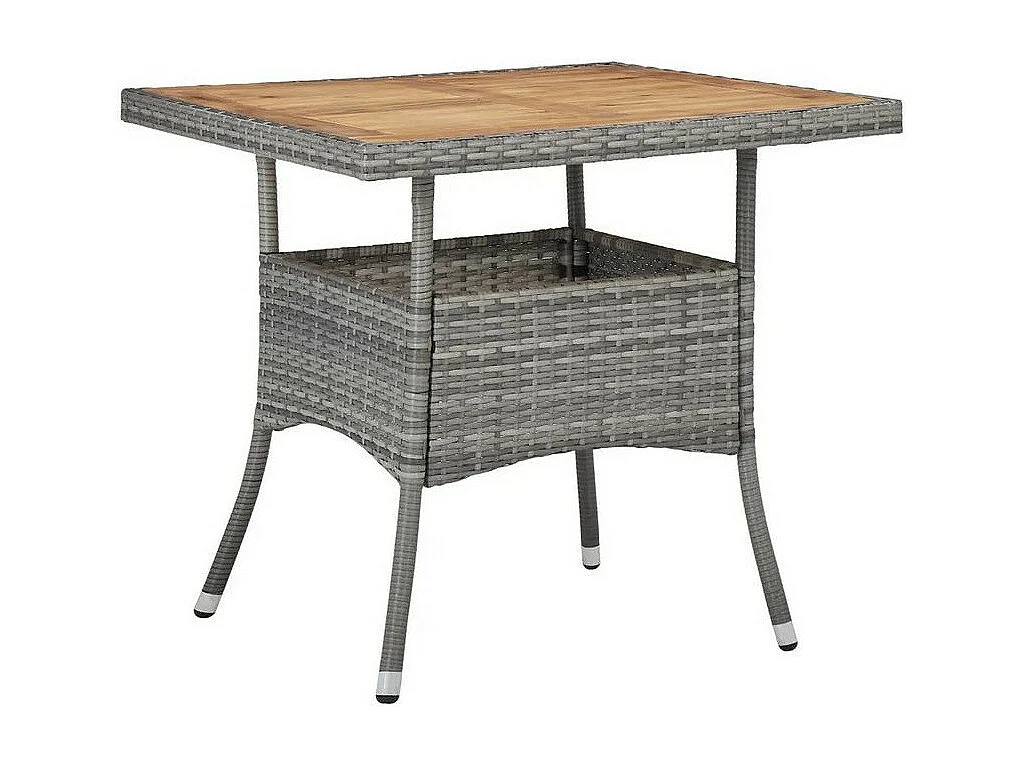 Table de jardin carrée acacia et résine tressée grise Viva 2