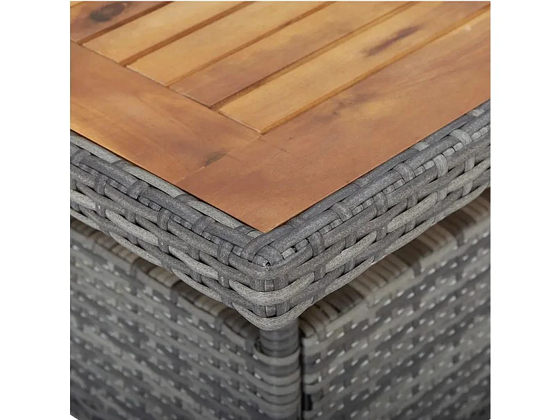 Table de jardin carrée acacia et résine tressée grise Viva 2