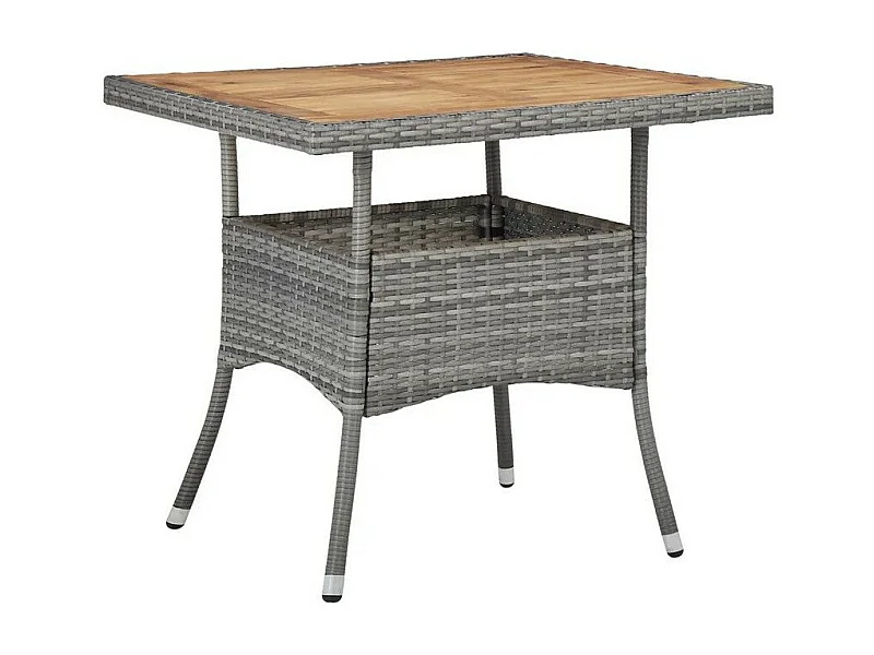 Table de jardin carrée acacia et résine tressée grise Viva 2