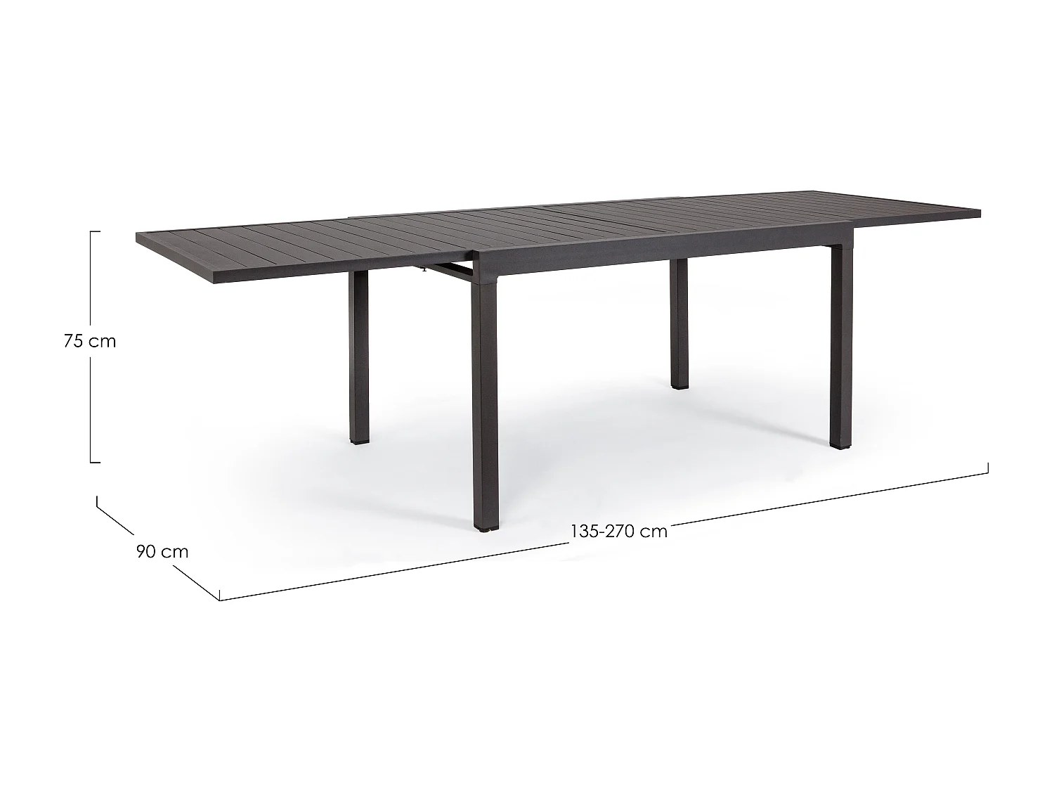 Table extensible de jardin aluminium Paga L 135-270cm