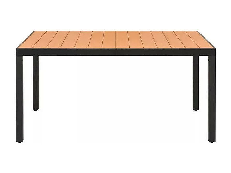 Table de jardin WPC marron et pieds métal noir Etrino 150cm