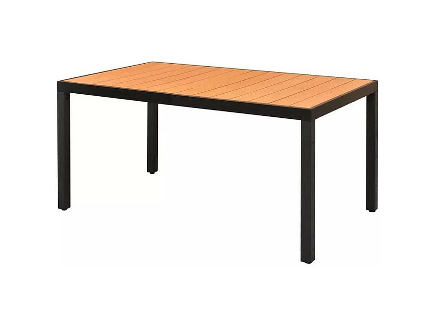 Table de jardin WPC marron et pieds métal noir Etrino 150cm