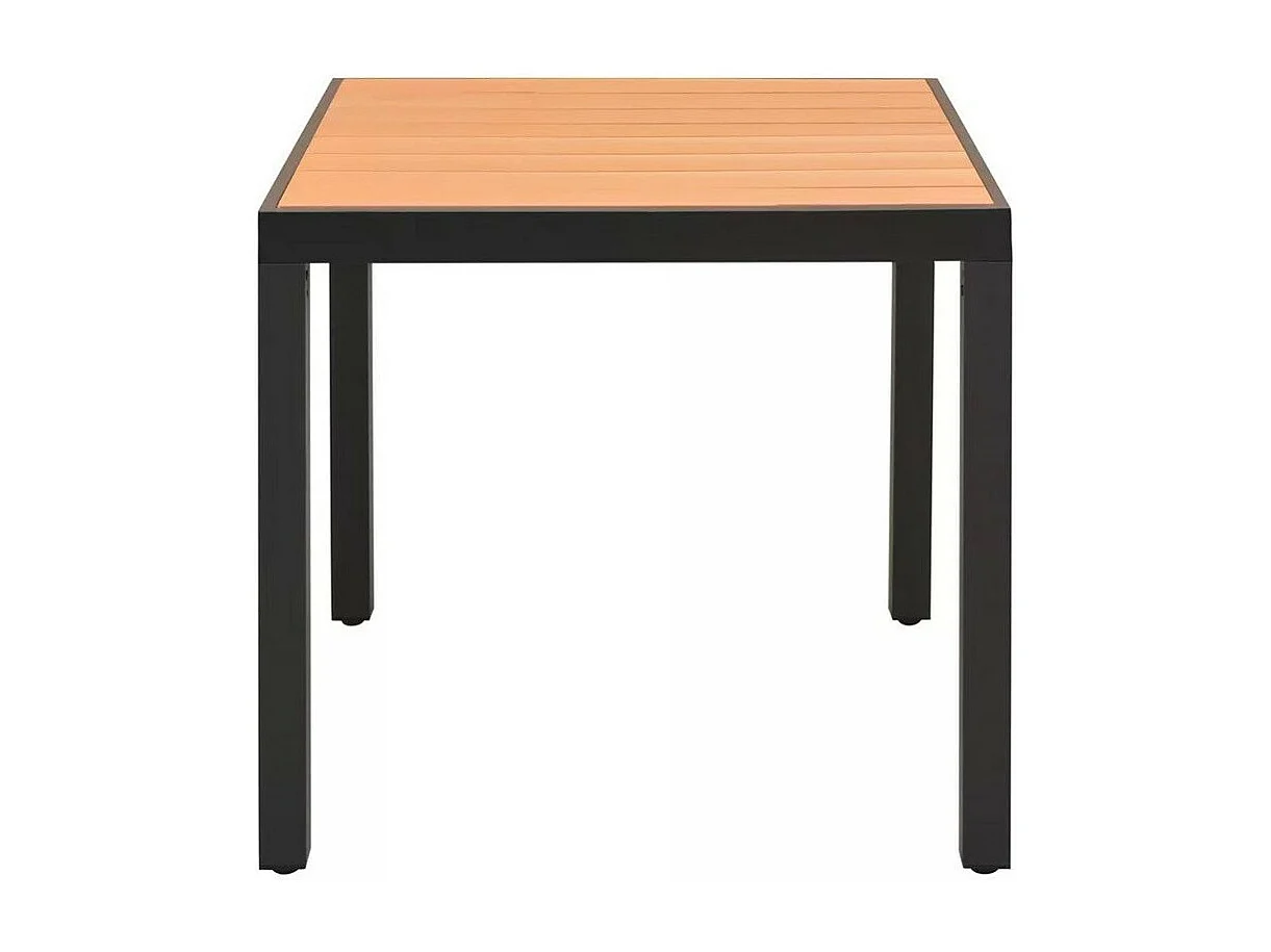 Table de jardin WPC marron et pieds métal noir Etrino 80cm