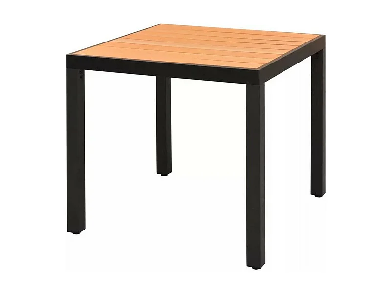 Table de jardin WPC marron et pieds métal noir Etrino 80cm