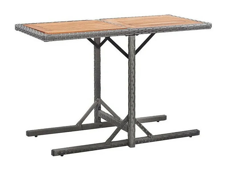 Table de jardin acacia massif clair et résine grise Vitan