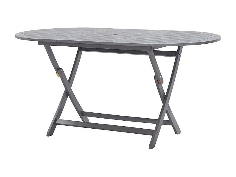 Table de jardin ovale pliable acacia massif gris Ontim 160cm
