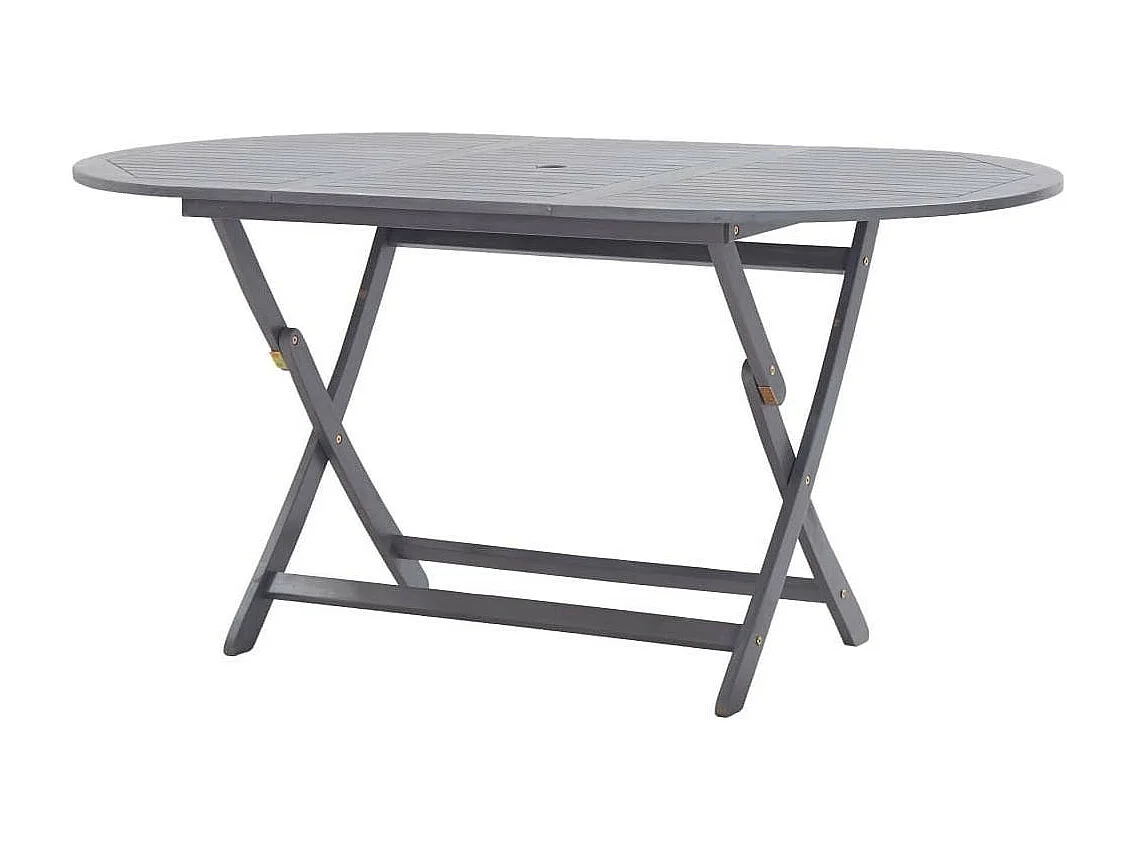 Table de jardin ovale pliable acacia massif gris Ontim 160cm