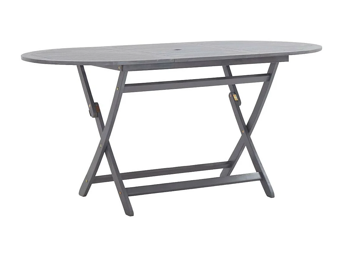 Table de jardin ovale pliable acacia massif gris Ontim 160cm