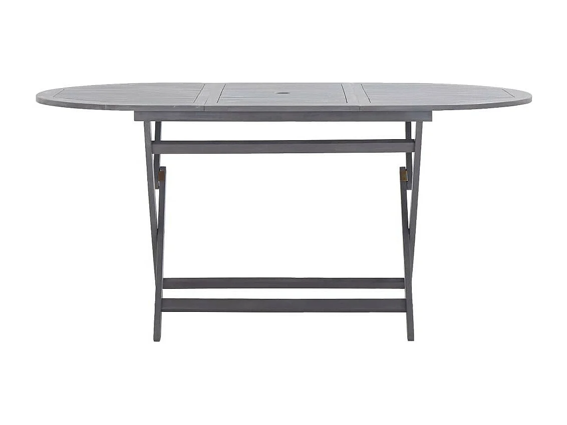Table de jardin ovale pliable acacia massif gris Ontim 160cm