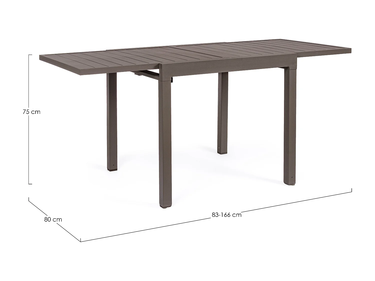 Table extensible de jardin aluminium marron Paga L 83-166cm