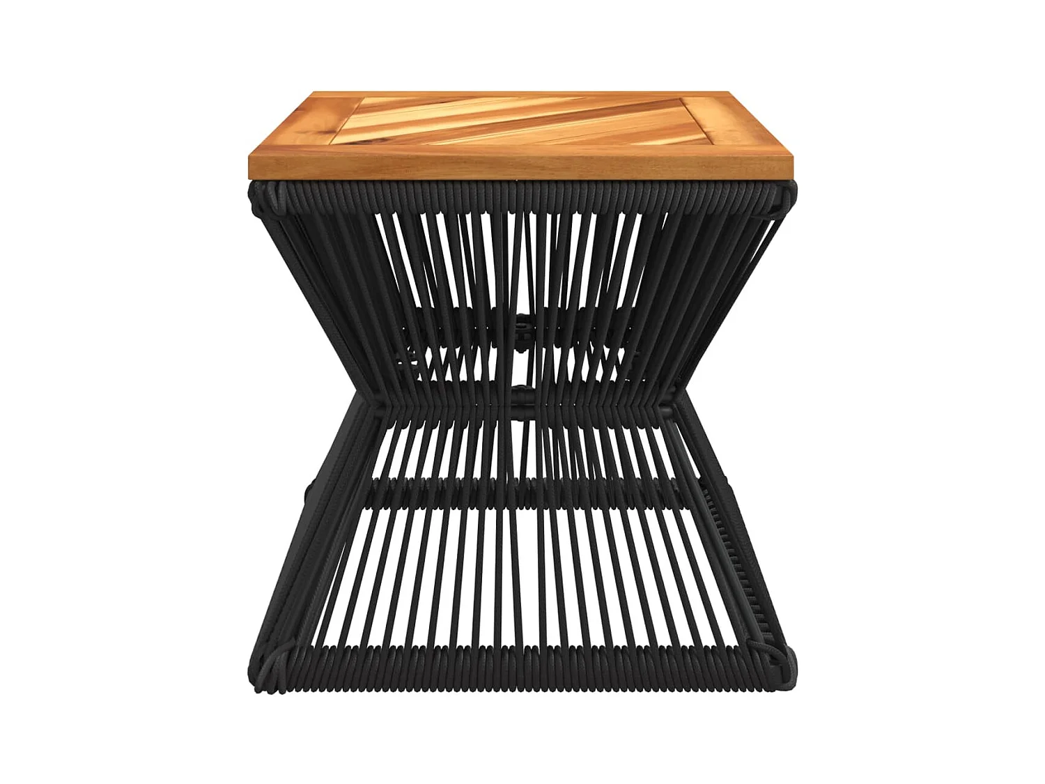 Table basse avec base en fil de fer noir bois d'acacia massif