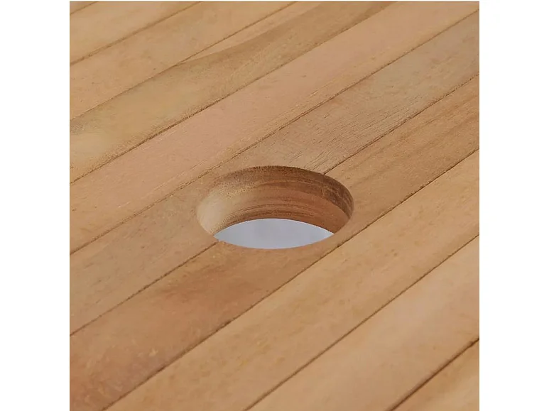 Table de jardin teck massif clair Leez 180cm