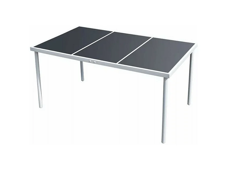 Table de jardin verre noir et pieds métal gris Keera 150cm