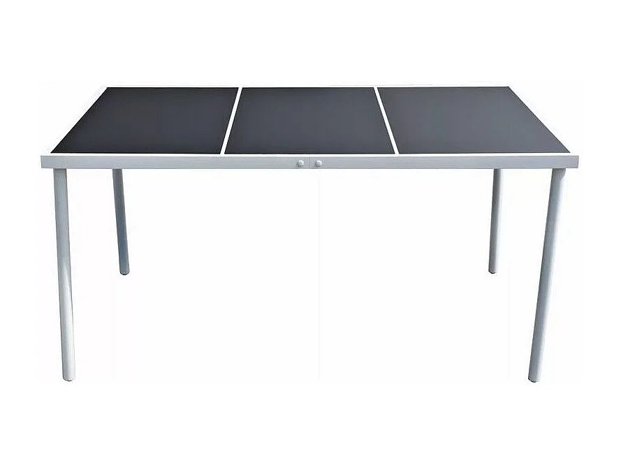 Table de jardin verre noir et pieds métal gris Keera 150cm