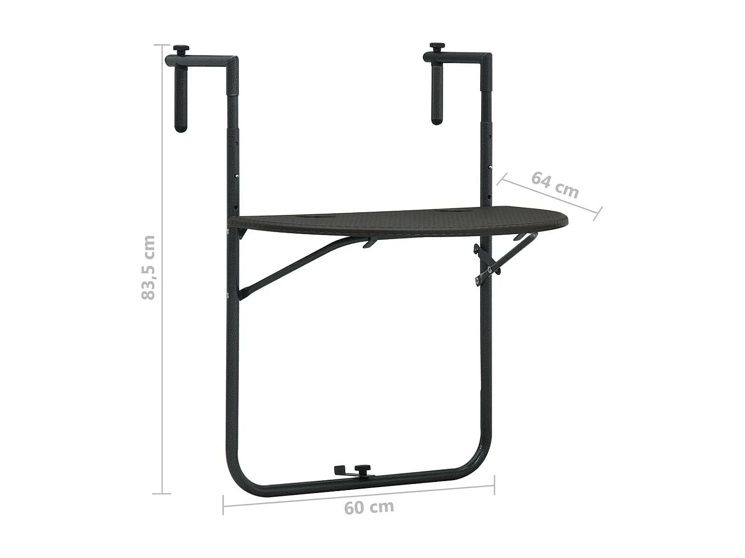 Table de balcon Marron 60x64x83,5 Plastique Aspect de rotin