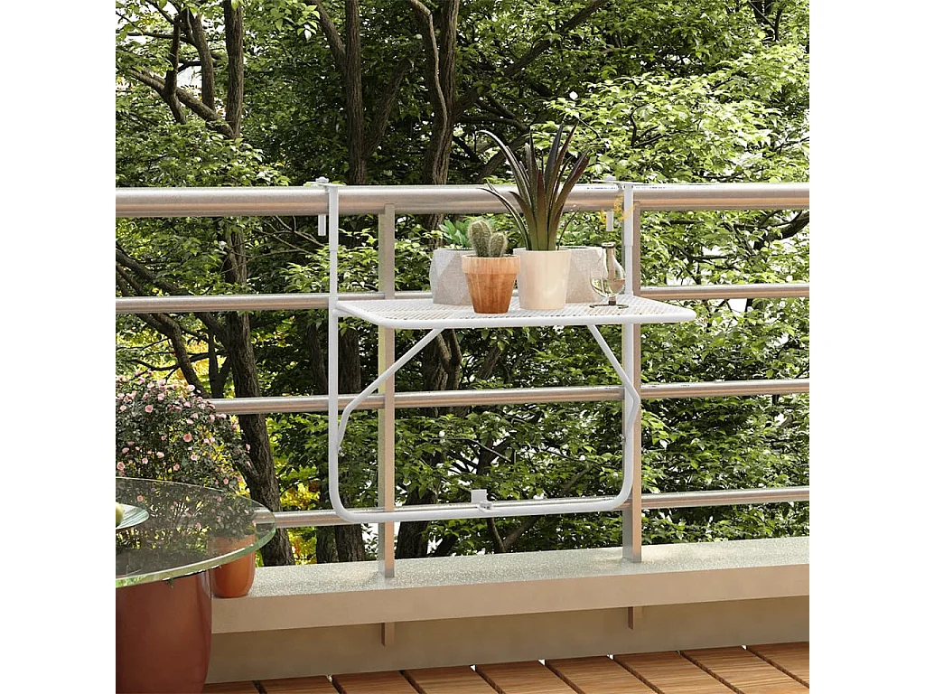 Table de balcon Blanc 60x40 Acier
