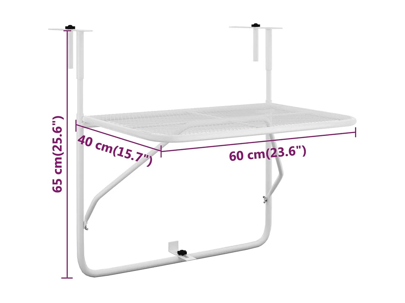 Table de balcon Blanc 60x40 Acier