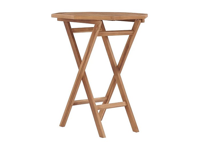 Table de jardin octogonale pliable teck massif clair Ressa